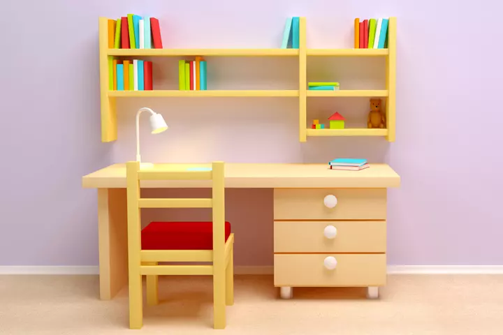 Study table with side drawer idea for kids