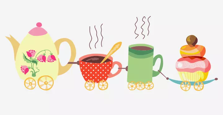 Tea Pot And Cups Train Craft