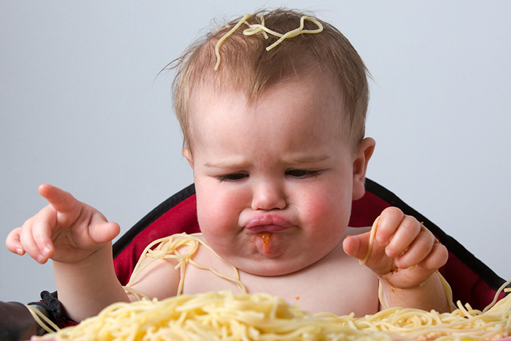 This baby has totally messed up his spaghetti-ing.