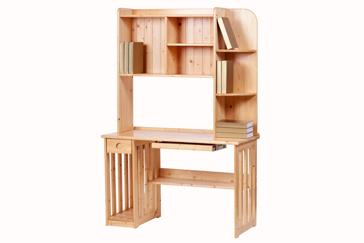Wooden table with extended plank study table idea for kids