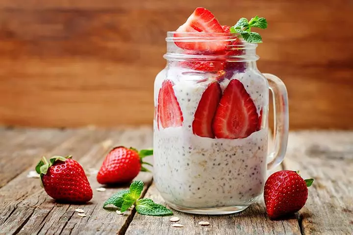 Overnight oats with chia seeds for kids