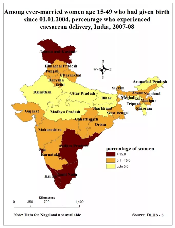 Spatial Variation in Caesarean Section Delivery in India