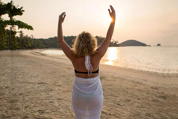 The Palm Tree pose yoga asana during pregnancy