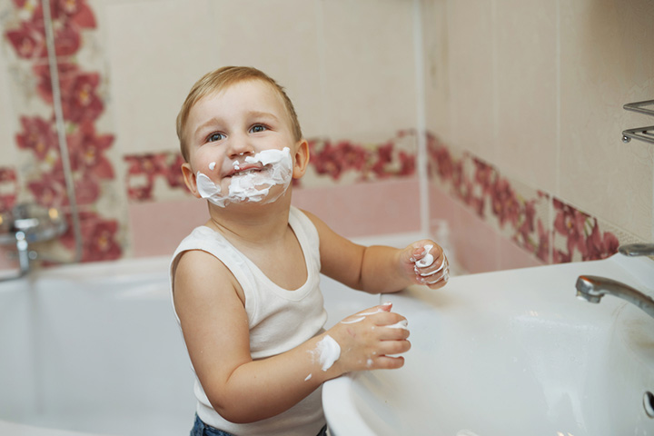 Shaving cream or toothpaste, morning prank on kids