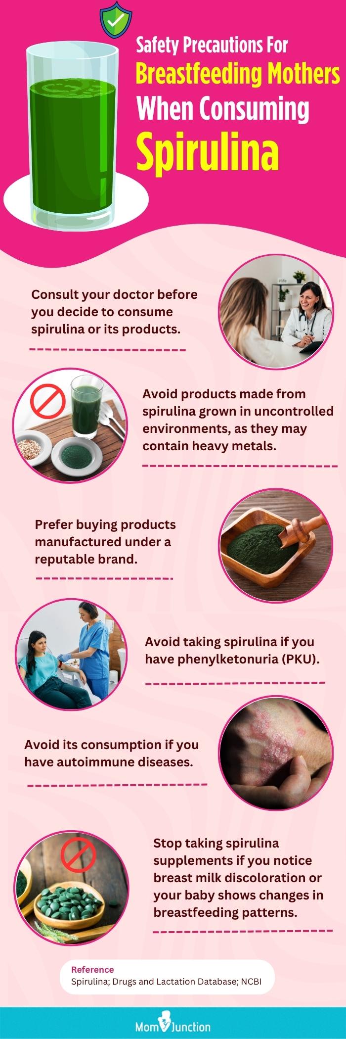 safety precautions for breastfeeding mothers when consuming spirulina (infographic)
