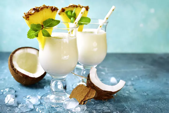 Virgin pina colada, non-alcoholic cocktail recipes for kids