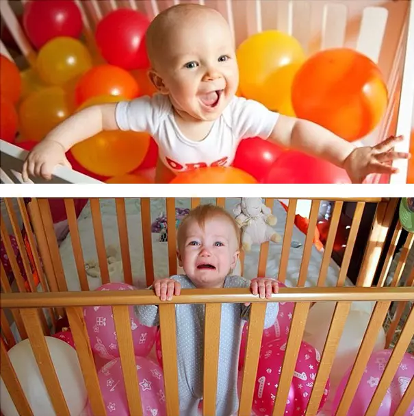 Sometimes balloons don't always please babies.. Sometimes balloons don't always please babies..