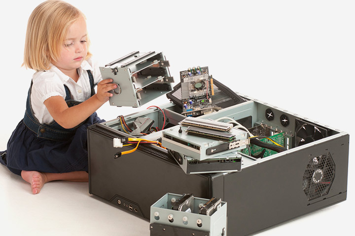 Allowing your child to dismantle the computer doesn't mean that she can fix it back!1