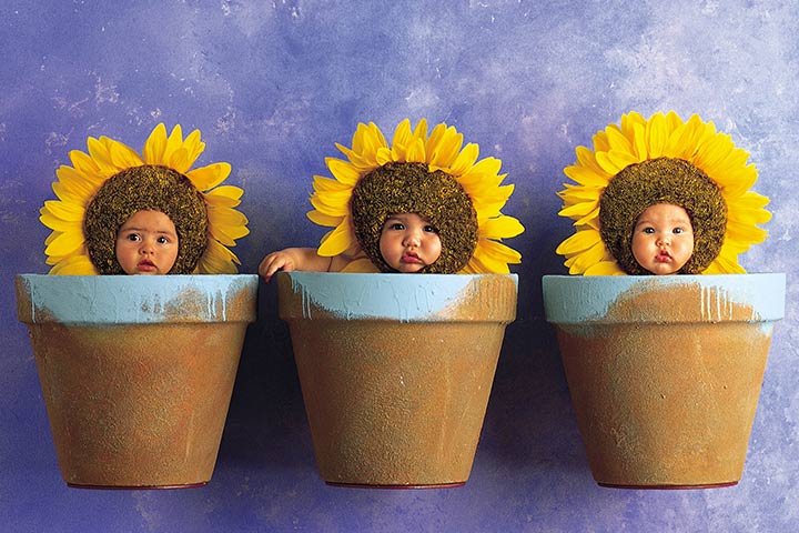 Sunflowers couldn't have got any more lively than these three babies donned as one!