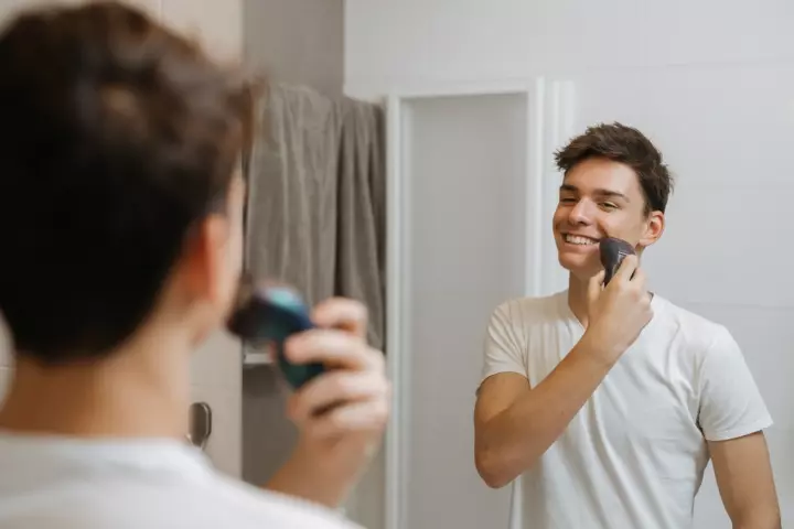 During puberty, boys grow hair on their faces.