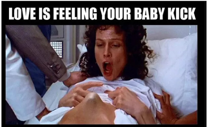 The lovely feeling of the baby kicking you