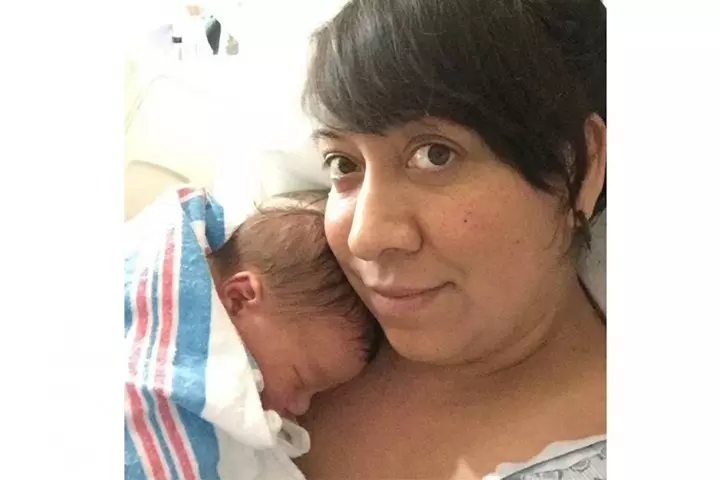 Lucy gave birth through C-section