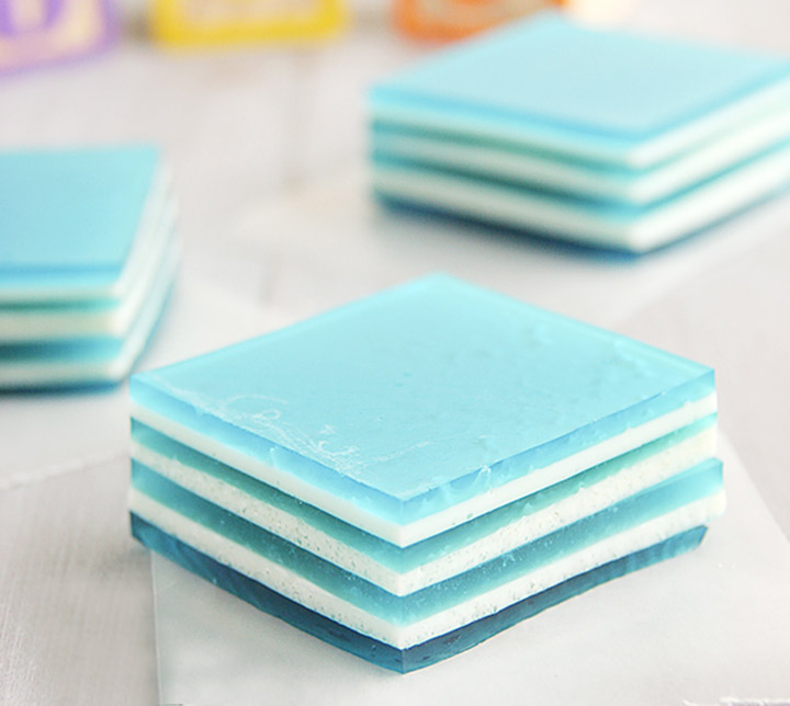Baby blue layered jell-o for baby shower desserts