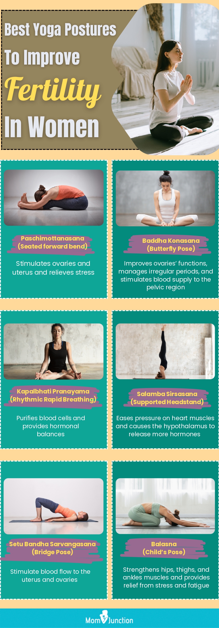 best yoga postures to improve fertility in women (infographic)