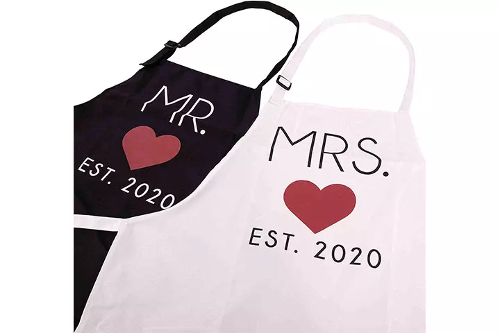 GSM Brands Mr. and Mrs. 2020 Couples Kitchen Aprons