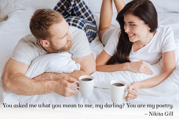 sharing coffee and good morning message for wife