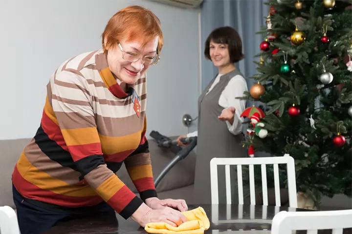 She Helps In Cleaning