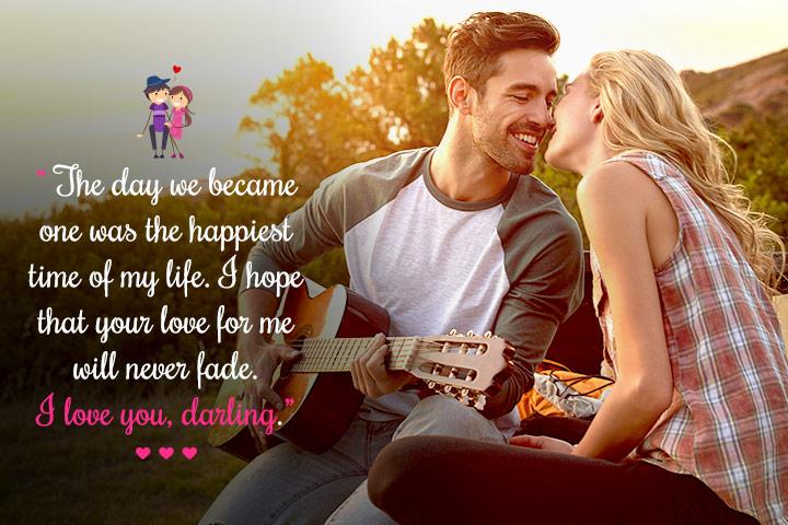 The day we became one was the happiest time of my life, love messages for wife