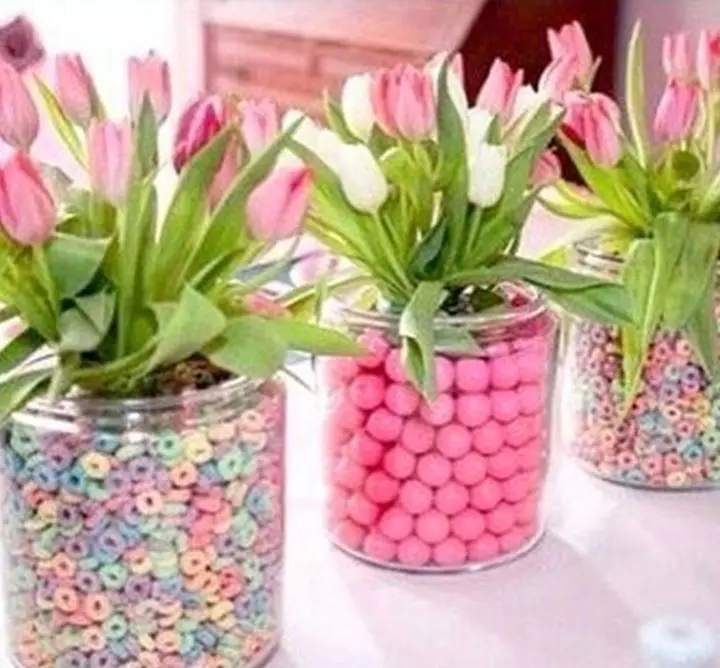 Candy in a vase unique baby shower centerpiece