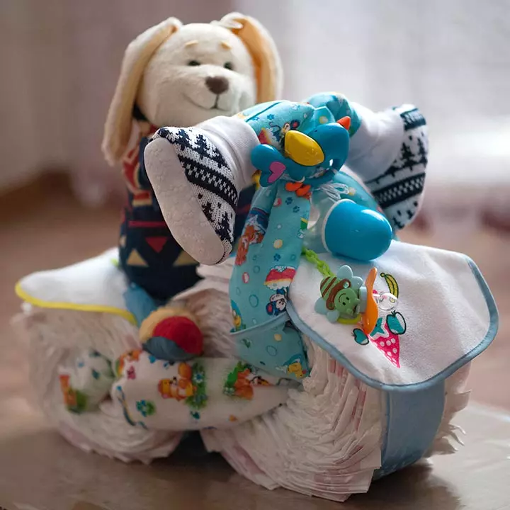 Motorcycle diaper unique baby shower centerpiece