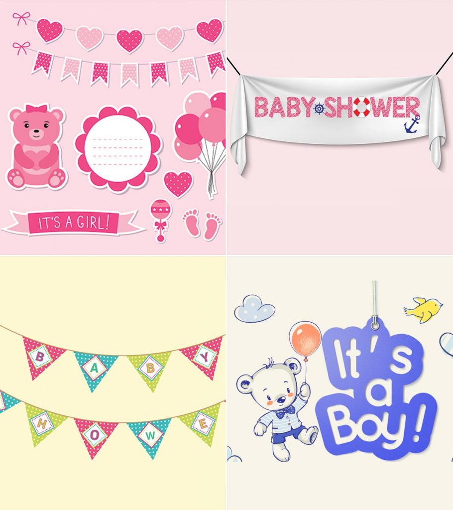 pink stitching baby shower decoration banner girl girls decorations babies 