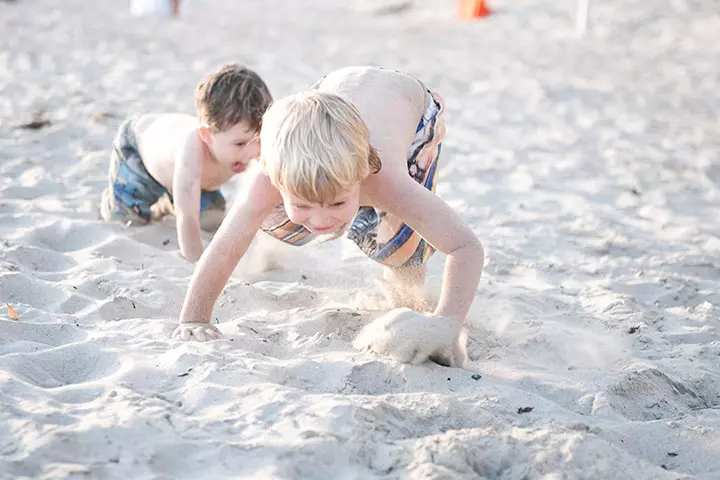 Beach crawling race beach game and activity for kids