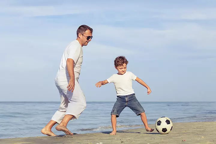 Beach football beach game and activity for kids