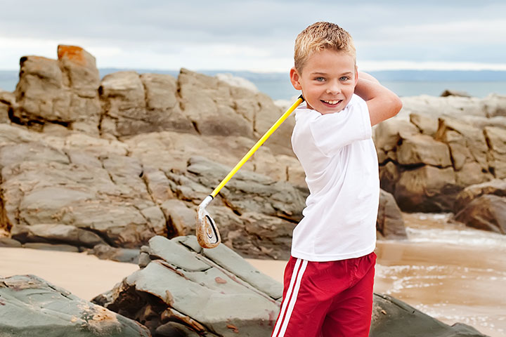 Beach golf beach game and activity for kids
