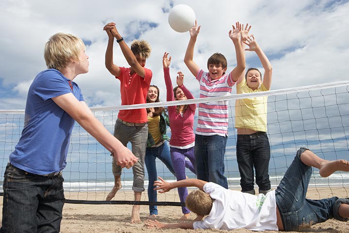 Beach volleyball beach game and activity for kids
