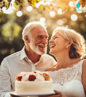 A couple celebrating their first wedding anniversary