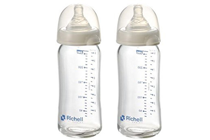 Richell Japan Babies Wide-Neck Glass Bottle