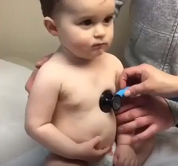 The Nurse Puts A Stethoscope On This Cutie, Watch Him Innocently Steal Everyone's Heart!1