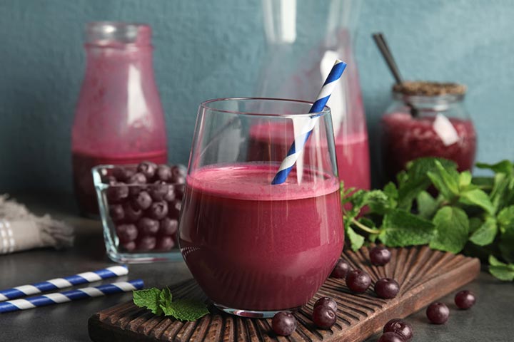 Mix acai berry juice with soy milk or almond milk