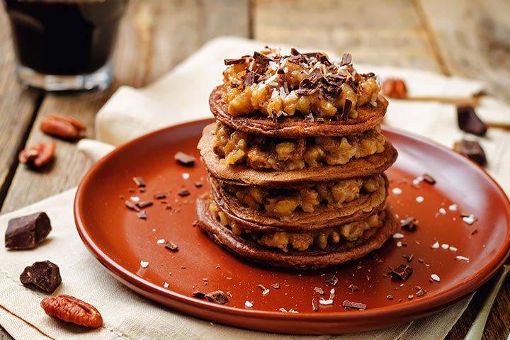 Chocolate and coconut pancakes