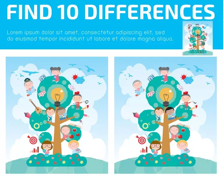 Find the differences riddle for kids