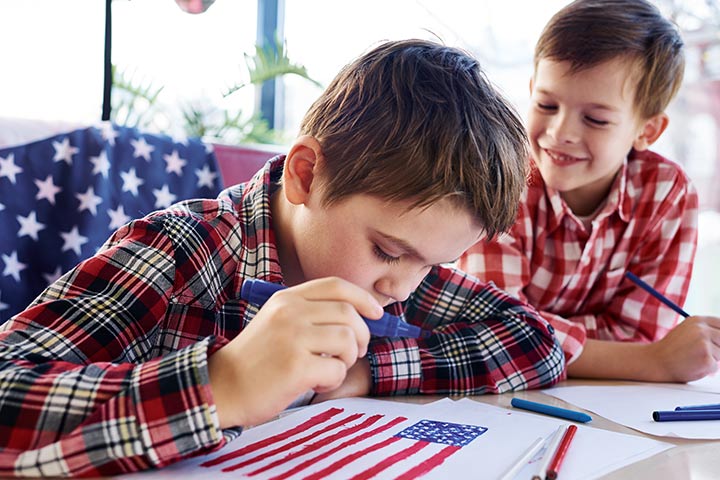 Flag banner making geography activities for kids