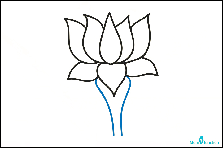 Lotus flower drawing: Easy simple and beautiful drawing of Lotus flower