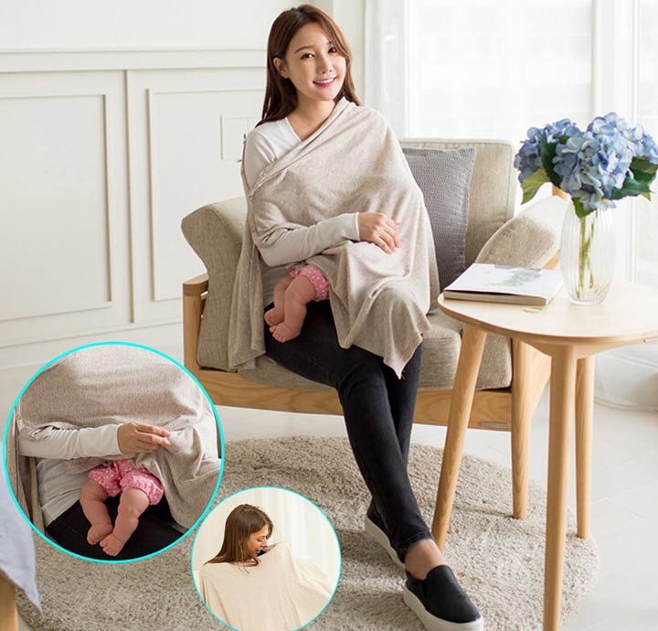 Pink Lausana Nursing Cover for Breastfeeding Mulit-Use Nursing Apron 360° Coverage Soft Cotton Lightweight Breathable Adjustable Strap 