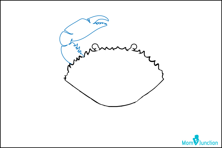 How to draw a crab step two