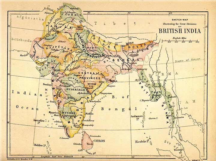 Map of British control over India, Independence day facts for kids