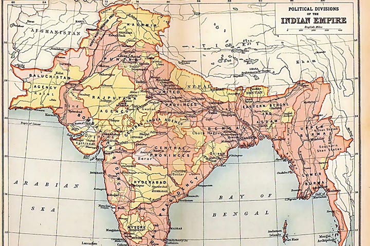 British Indian empire map in 1909