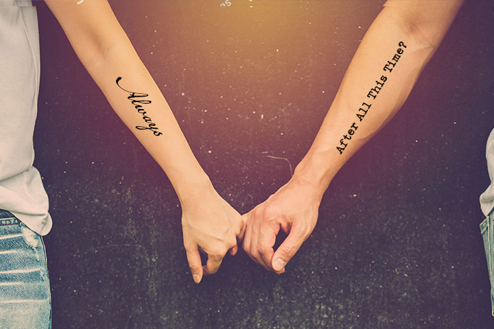 Couple tattoos sayings on hand
