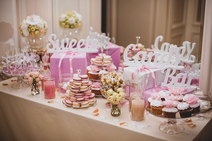 Dessert bar for sip-and-see party