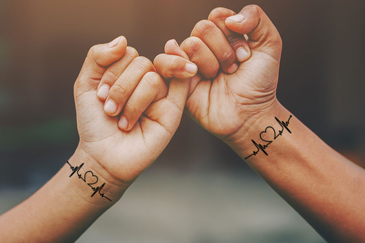 heartbeat tattoo for wife and husband