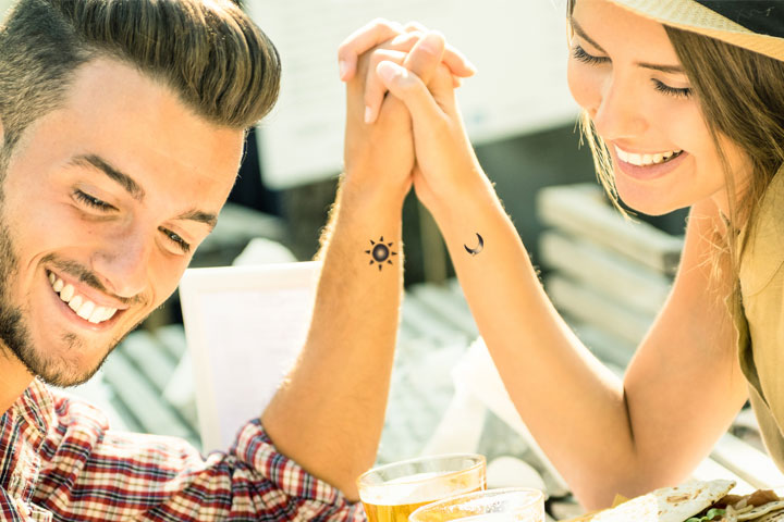 The sun and the moon tattoos for couples