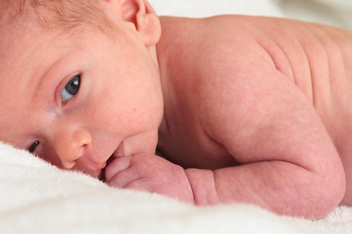 Tummy time for one-month-old baby