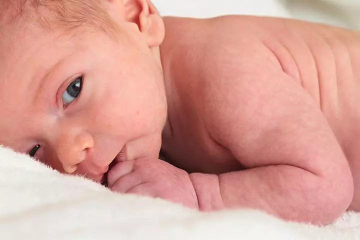 Tummy time for one-month-old baby