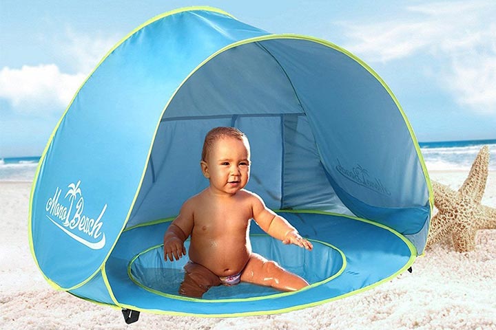 UPF 50+ Sun Shade Baby Tent Baby Beach Tent for Infant Blue Baby Shade with Mosquito Net NEQUARE Large Pop Up Tent for Beach Baby Beach Tent 