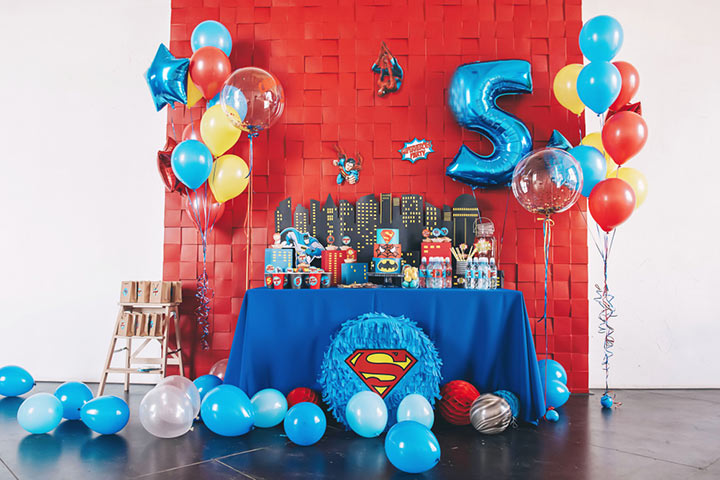 Superhero theme party accesories for a second birthday