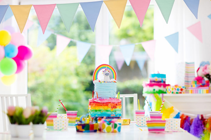 Unicorn theme party accessories for second birthday